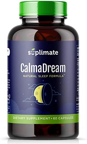 Calmadream Natural Sleep Aid for Adults Extra Strength, Premium Herbal Sleep Supplement with Melatonin, Magnesium, Ashwagandha, Valerian Root, GABA, 5HTP, 60 Vegan Capsules