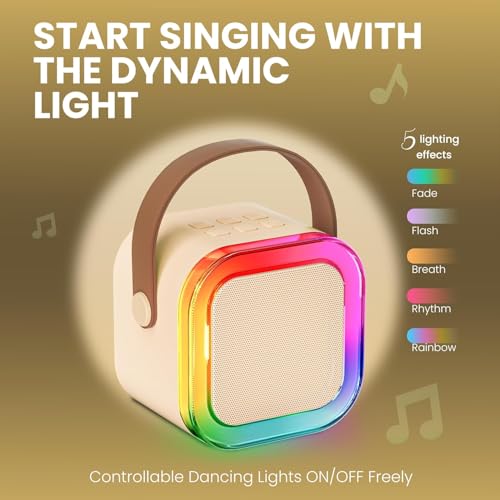 Image of TOYTONIC Wireless Karaoke Speaker with Microphone, Portable Bluetooth Speaker with LED Light Effects, and Carry Handle for Kids and Adults