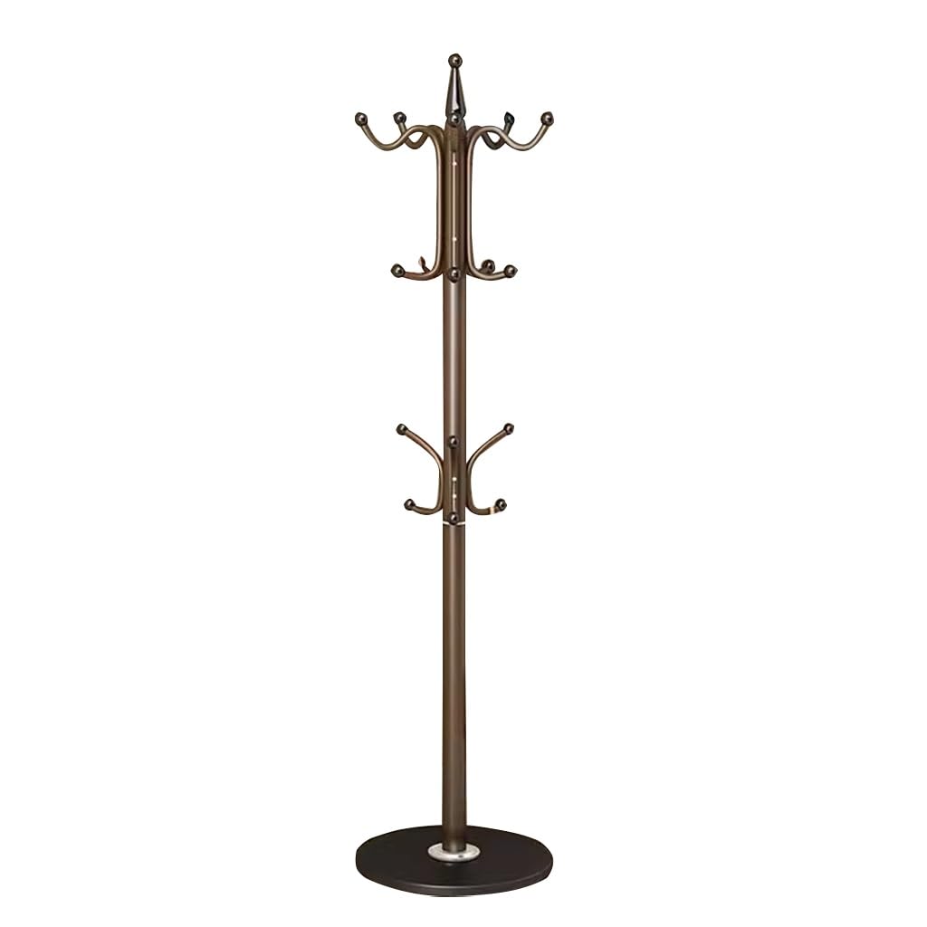 Mbnkmebu Brown Modern Metal Coat Rack Freestanding, Sturdy Coat Rack Stand With Natural Marble Base, Modern Coat Racks Tree Hats Hanger Holder Stand With 12 Hooks For Entryway, Hallway, Office(Brown)