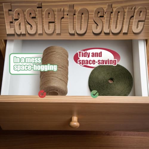 Image of SMART&CASUAL 2mm Natural Jute Twine String Thin for Craft Plant Garden Gift Wrapping Christmas Handmade Art Decoration Packing String Home Art Decoration (Olive) (328 Ft (100M))