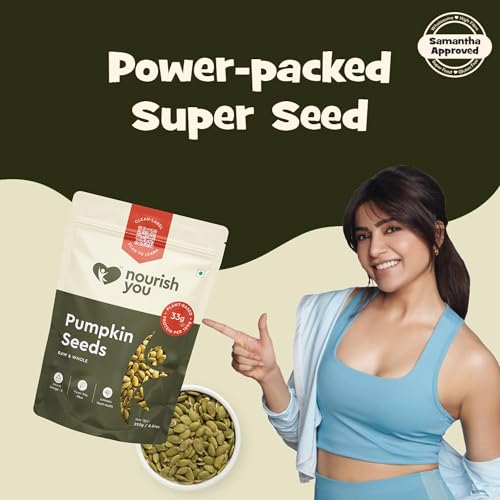 Image of Nourish You Raw Pumpkin Seeds 250 gm - High Protein, Fiber-Rich Superfood Snack | Nutrient-Dense & Crunchy Seeds for Healthy Snacking & Weight Management | Natural