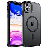 SUPFINE Magnetic for iPhone 11 Phone Case [Compatible with MagSafe] [10 FT Military Grade Drop Protection] Slim Translucent Matte Shockproof with Anti-Fingerprint Phone Case,Matte Black