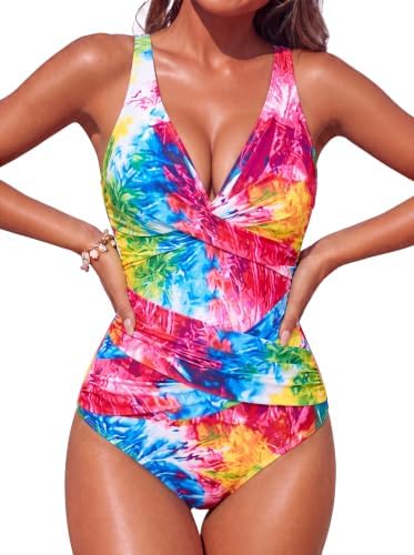 Smismivo Tummy Control Swimsuits for Women Slimming One Piece Bat...