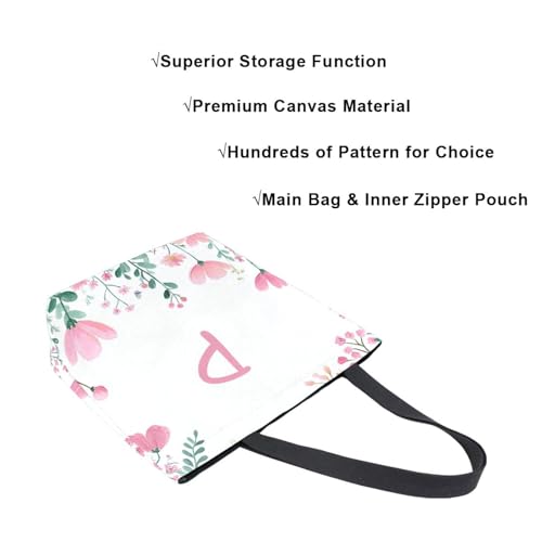 Extra Large Shoulder Tote Bag for Beach Travel Gym Wildflowers Pink Flowers Reusable Grocery Canvas Shopping Bag4