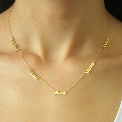 Custom Multi Name Necklace Personalized for Women 18K Gold Plated Stainless Steel Jewelry for Her2