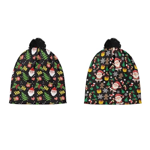 2 Packs Kids Winter Beanie Warm Soft Pompom Knit Hat for Girl Boy2