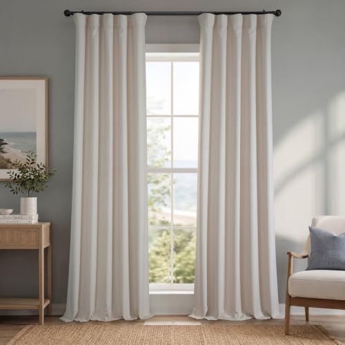 Faux Linen Curtains for Living Room (1 Panel) - 50W X 108L, Birch Taupe