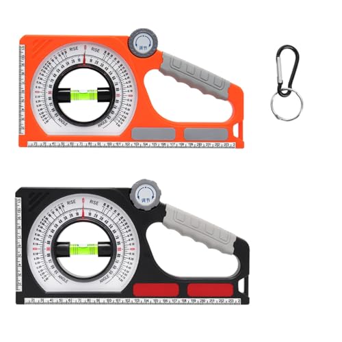 Emboadlie Portable Mechanical Inclinometer,Engineering Inclinometer,Portable Universal Slope Measuring Ruler Multifunction Angle Meter Gauge, for Construction, Engineering (Black+Orange)