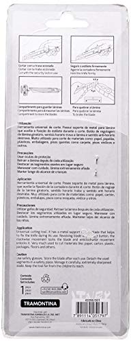 Tramontina 43390301, Estilete Retrátil 6, Corpo Injetado, Lamina em Aço Especial, Botão para Trava d