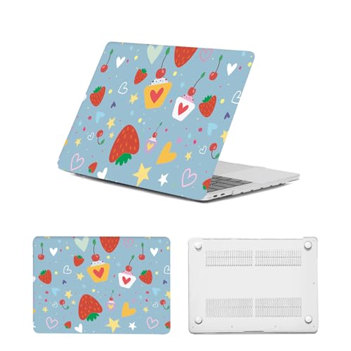 Funda MacBook Pro 16 para llevar a la universidad o cafetería con diseño de fresas