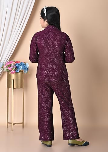 Image of Girls Sparkly Corduroy Co-ord Set, Jacket and Pants, Outfit, Formal Occasion Dress