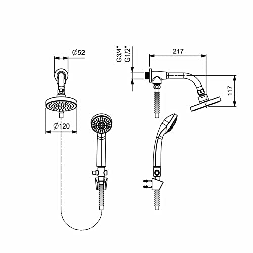 Celite Chuveiro 120 mm com desviador e ducha manual Basic
