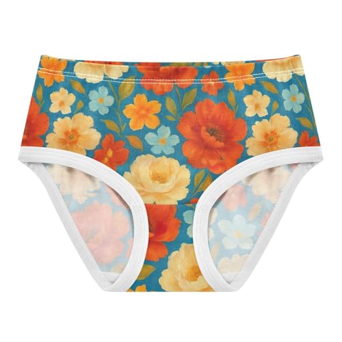Joisal Toddler Girls Underwear 2t Cotton Cute Panties Girl Pattern Kids Briefs Undies Colorful Flowers Blue Cartoon