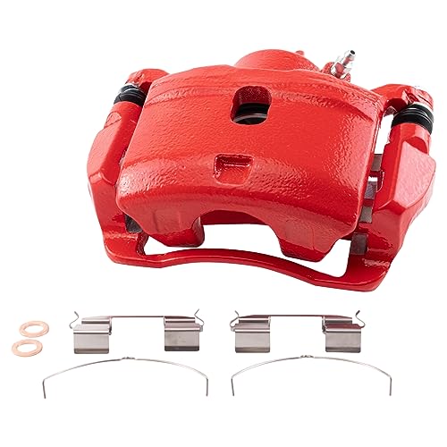 Image of TRQ Front Right Brake Caliper w /Bracket Performance Red Passenger Side