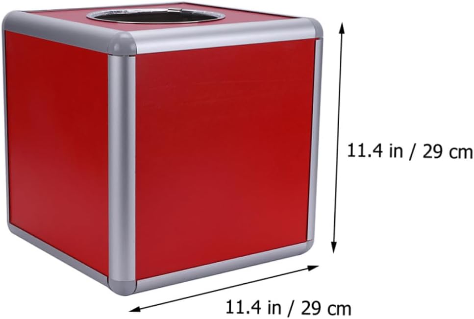 Lurrose Red Lottery Box Multi-Purpose Suggestion Box Slot Sturdy Metal Container for Raffles Donations and Party Events