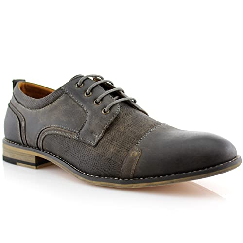 Image of Ferro Aldo Men's Modern Cap-Toe Derby Collection | Statement Dress Shoes in Floral, Woven, & Classic Styles