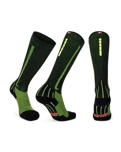 DANISH ENDURANCE Calze Compressione Graduata Uomo Donna 21-26 mmhg, Recupero, Viaggi, Sport, 1 Paio, Nero/Giallo, 39-42