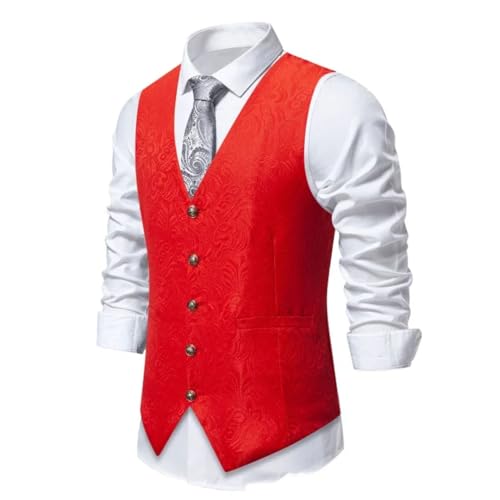 Men’S Textured Fashion Leisure Suit Vest Single Breasted Loose Fit Sleeveless Waistcoat For Halloween Party4