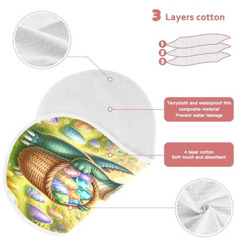 Easter Dino Eggs Baby Burp Cloths Muslin Soft Burp Cloth Rags Cotton Burp Clothes Absorbent for Newborn Girl Unisex Boy 1 Pack 22x11 Inches3