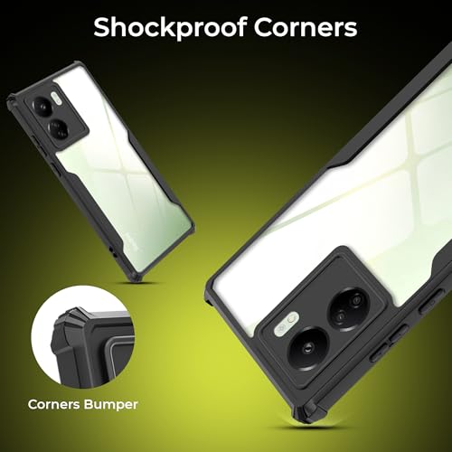 Image of A rtistque Clear Hard Transparent Acrylic Armor Back Cover Case for Redmi 13C 4G / Poco C65 4G | Shockproof TPU Edge Protection | Slim Protective Design | Redmi 13C Back Cover - Black