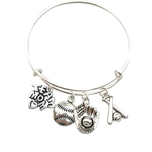 Softball Charms Or Pcs Genuine Leather Baseball Bracelet