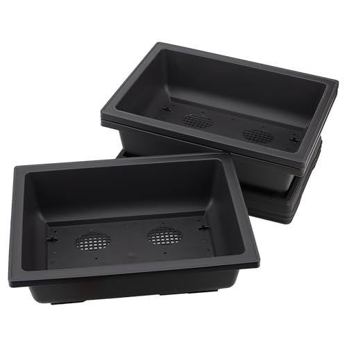 ZOENHOU 3 PCS 14x10 Inch Large Bonsai Training Pots, Rectangular Plastic Bonsai Training Pots with Deep Humidity Trays, Bonsai Plants Growing Pot for Garden, Yard, Office, Living Room, Balcony