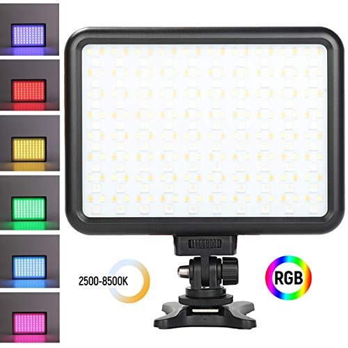 fotowelt 0-360 Luces de Video LED RGB CRI 95+, 2500K-8500K Cámara Video Light TLCI 97+, HSI 1-1530 Admite 10 Modos de Escena para Youtube, DSLR, cámaras, videocámara, iluminación de Fotos con batería