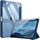 Fintie Hybrid Hülle für iPad (A16) 11 Generation 11 Zoll 2025, iPad 10 Generation 10.9 Zoll 2022 mit Stifthalter - Stoßfeste Schutzhülle mit transparenter Hartschale auf der Rückseite, Blau