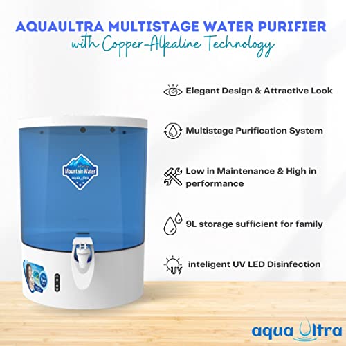 Image of AQUAULTRA Dolphin UX2111 RO + Alkaline Water Purifier with Mineral Booster Intelligent Disinfection UV LED in Tank Filter For Home Office