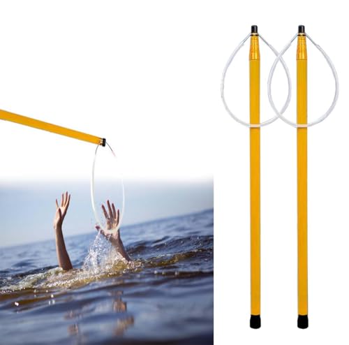 Telescopic Pool Rescue Hook with Pole 4ft-15ft Adjustable Duty Pool Pole Adjustable Heavy Duty Fiberglass Telescoping Ring Specialised Emergency Rescue Equipment for Drowning Victims (177IN-Yellow)