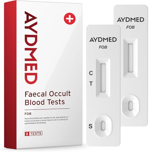 2 x AYDMED Faecal Occult Blood Tests | FOB Test Kit for Home Self-Test Faecal Screening of Gastrointestinal Bleeding | FIT Test for Bowel Cancer | Results in 5 Minutes | 99% Accuracy | CE Certified