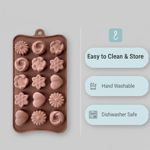 Image of Signamio Chocolate Mould Silicone Set, 2 Pcs Heart Shape & Multi Design Chocolate Silicone Moulds for Baking and Crafting, Durable and Flexible Chocolate Mould for Creative Designs
