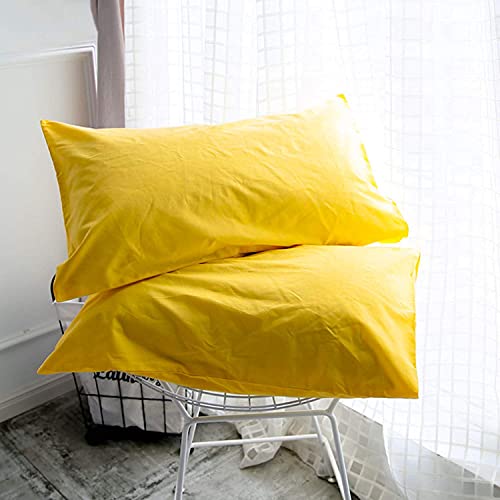 FLXXIE 2 Pack Microfiber King Pillow Cases, 1800 Super Soft Pillowcases with Envelope Closure, Wrinkle, Fade and Stain Resistant Pillow Covers, 20x36, Yellow