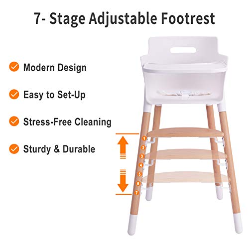 Baby High Chair, Wooden High Chair With Removable Tray And Adjustable Legs For Baby/Infants/Toddlers #TOP1