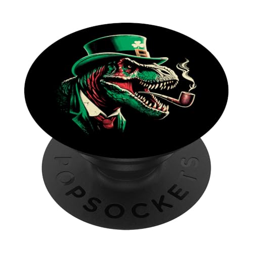 Sombrero de duende de T-Rex - Divertido trébol Dino Día de San Patricio PopSockets PopGrip Adhesivo