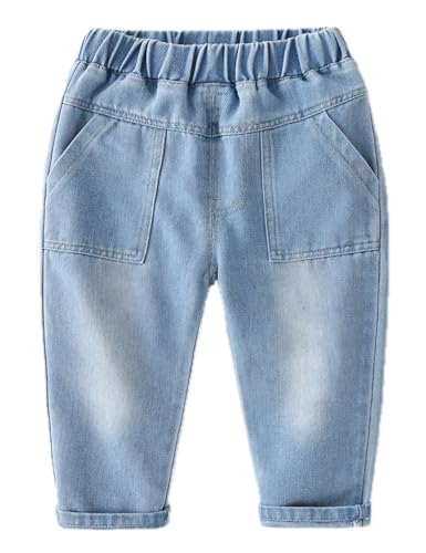 Boys Jeans Stretchable Denim Pants Kids Elastic Waist Straight Slim Jeans