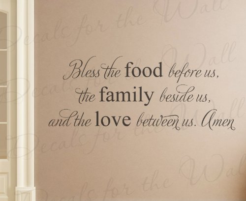Bless the Food Before Us the Family Beside Us and the Love Between Us Amen - Religious God Christian Prayer Dining Room Kitchen - Wall Decal Mural Graphic - Vinyl Quote Sticker Art Decoration - Lettering Decor Saying