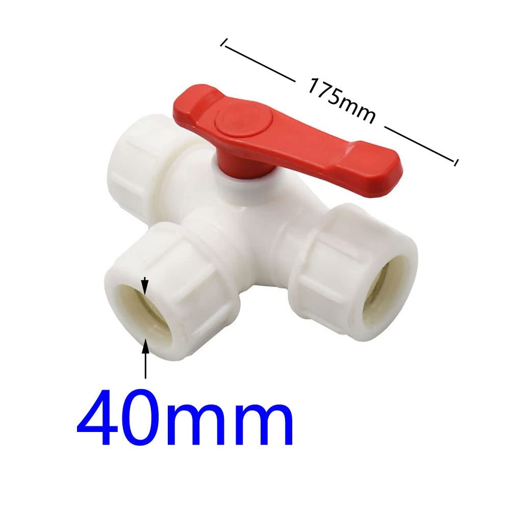 Valvola A 3 Vie Per Tubi PE/PVC 40 Mm – Connettore In Plastica Per Irrigazione Giardino, Pressione 5-6 Kg