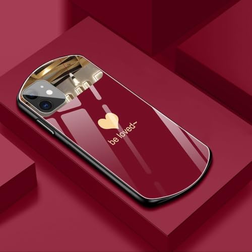 Coque de téléphone ovale verre trempé rouge iPhone 14 13 12