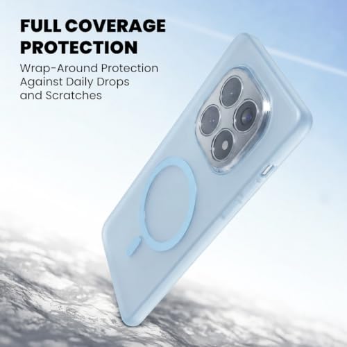 Image of DIZORO Matte Case for Redmi Note 15 Compatible with MagSafe, Camera Lens Full Protection, Shockproof Translucent Frosted TPU Soft Phone Cover, Anti-Fingerprint (Sky)
