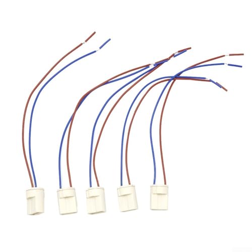 5 Pack G9 Ceramic Lamp Holder for Halogen Bulbs, Pre-Wired Socket with 10cm, 500W Max, 250V 2A, Includes Cable and Mounting Holes