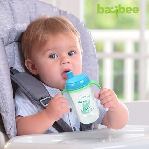 Image of BAYBEE 300ML Baby Sipper Cup for Kids -BPA-Free, Leakproof, Spill-Proof Feeding Bottle with Soft Silicone Handle|Toddler Sippy Cup, Training Bottle for Babies, Infants, Boys & Girls (Green,6M-3Y)