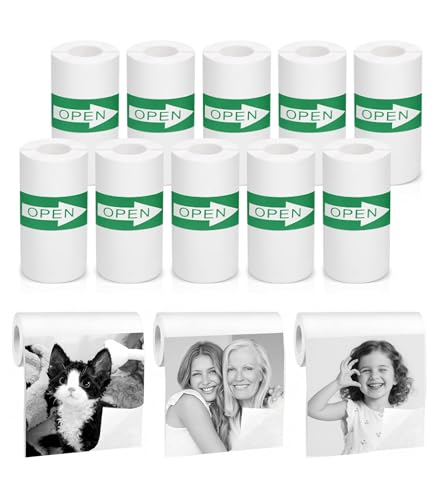 Image of 10 Rolls Mini Thermal Printer Sticker Paper - 57mm x 25mm | BPS /BPA-Free | Self-Adhesive, Sticker Paper for Mini Print and Most Instant Print Cameras