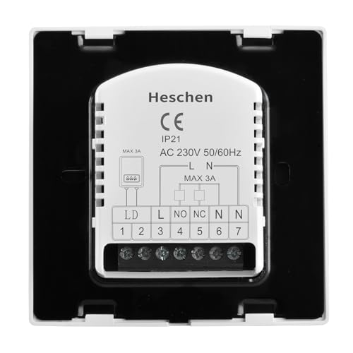 Heschen Digitaler Fußbodenheizungs-Thermostat, Fußbodenheizungs-Thermostat, Temperaturregler-Heizung, HS-C505, 5 + 2/6 + 1/7 programmierbarer Regler 3A, gehärtetes Glas
