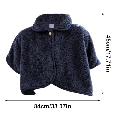 Beedozo Damen-Poncho, Fleece, Warm, Winter, mit Knöpfen, Marineblau, 1