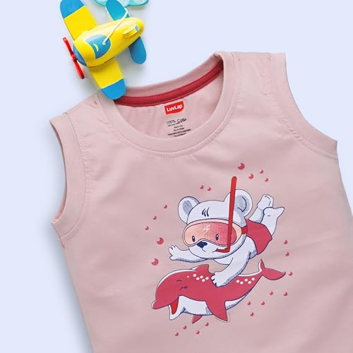 Image of LuvLap Baby Boys Regular Fit 100% Cotton Sleeveless Boys T-Shirt & Shorts Set Pack of 3