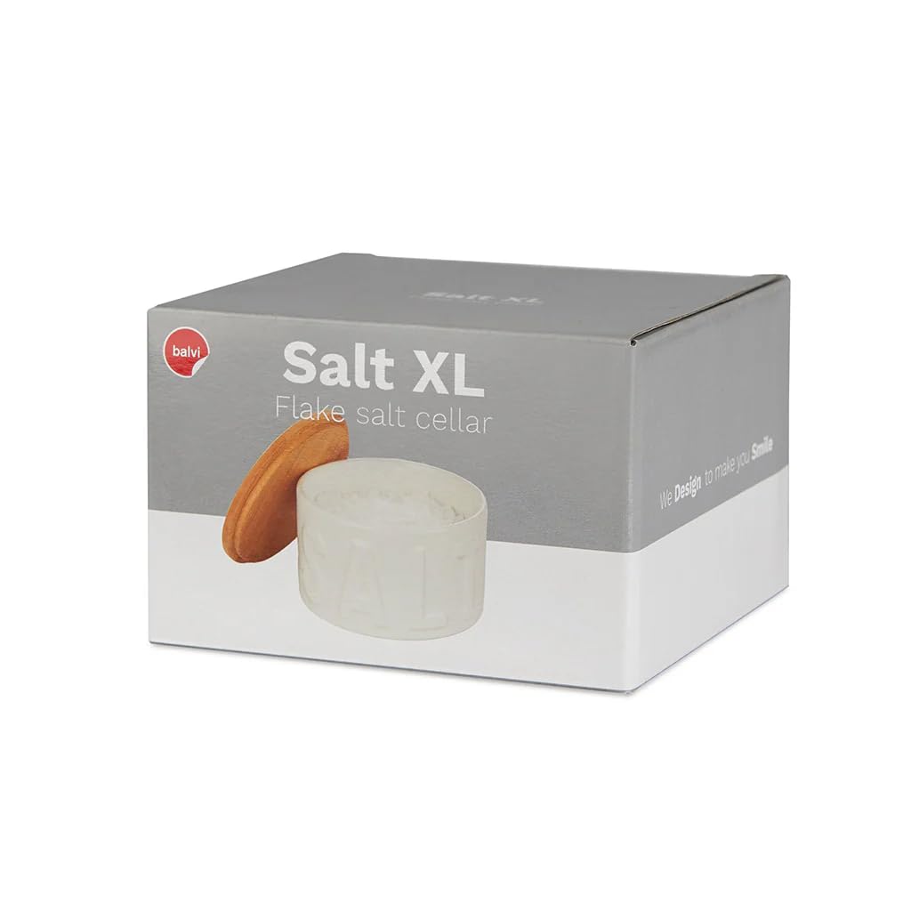 Balvi Bote para sal Salt Color blanco Salero con Tapa para Cocina XL Cerámica/bambú