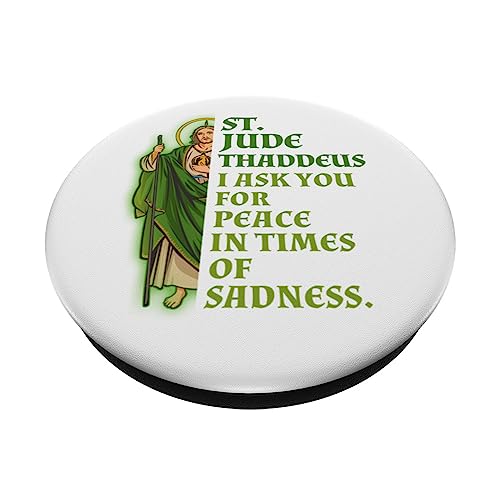 Saint Jude Thaddeus Give Me Peace In Times Of Sadness PopSockets Swappable PopGrip, Black - Image 2