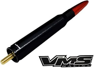 VMS RACING 50 Cal Caliber BLACK RED TIP BULLET ANTENNA Heavy Gauge Billet