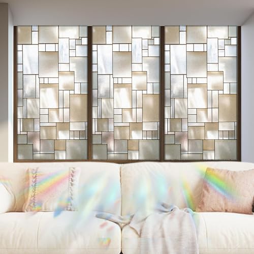 Image of Nuxovilar Gothic White Glass Lattice Pattern Window Film 17.5x39.3 in PVC | Gothic White, Lattice Cling geometric glass sticker, privacy wrap for bathroom office bedroom (White Lattice)